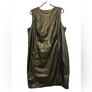 Calvin Klein Black Faux Leather Midi Dress